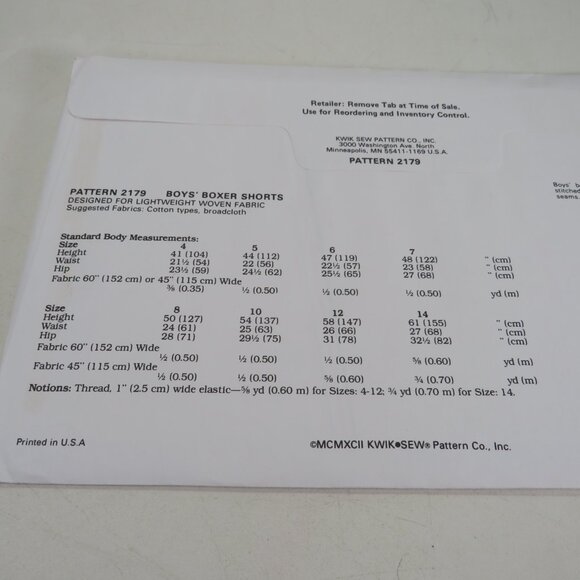 Kwik Sew 2179 Clothing Pattern Easy Boys Shorts 4-14 UNCUT unopened - Picture 4 of 6